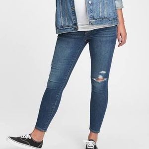 Gap Medium Wash Maternity Full Panel Destructed Legging Jeans Womens Size 31
